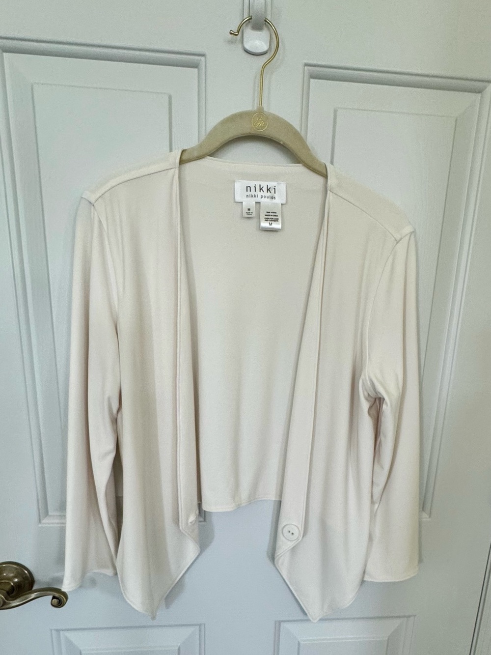 Nikki Light Cream Reversible Open-Front Women's Cardigan